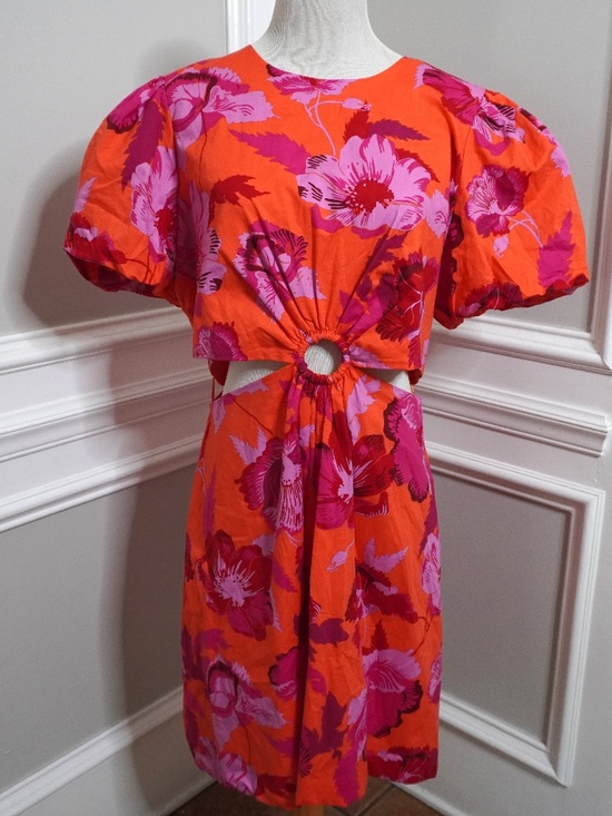 Scoop Dresses & Skirts - Scoop Women's Cut Out Midi Dress with Puff Sleeves, Size XL